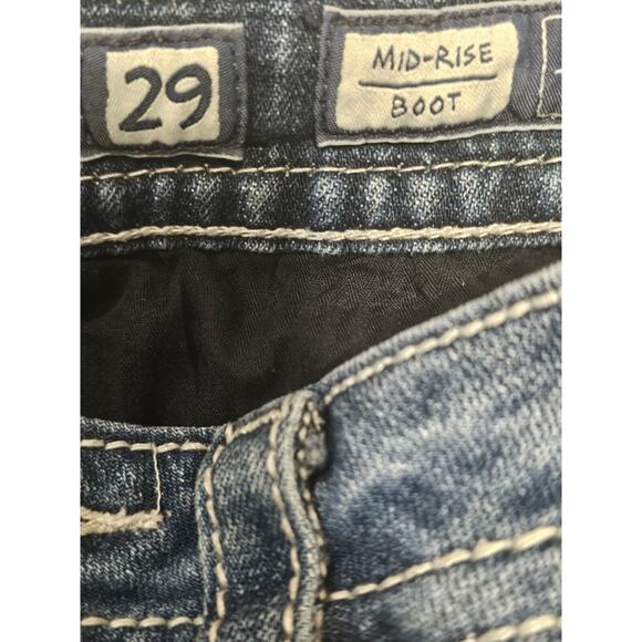 Miss Me Jeans MP8476B Boot Cut Mid-Rise Distressed Size 29×31 Blue Y2K - Picture 4 of 12